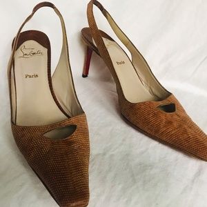 Christian Louboutin Camel Snakeskin Slingback